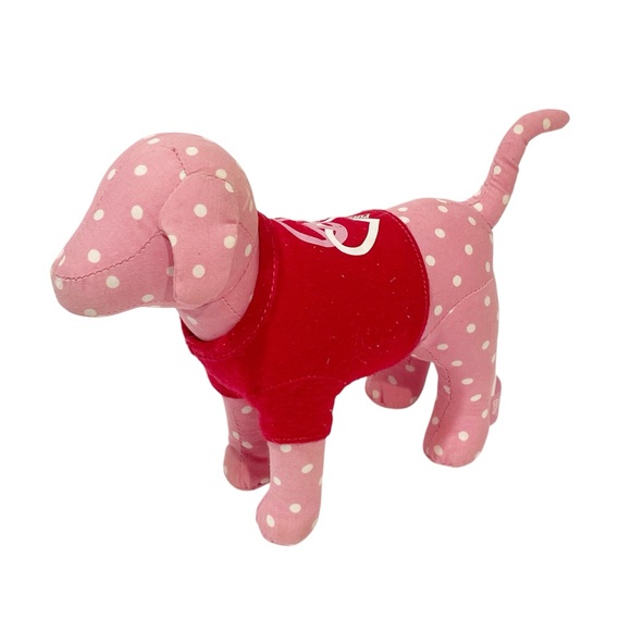 Victoria's Secret PINK Love & Peace Polkadot Plush 8” Puppy Dog Stuffed Toy - Picture 1 of 2